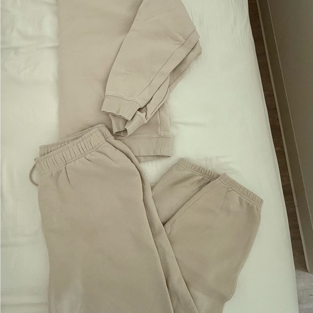 Neutral Beige crew and Jogger sweats Set